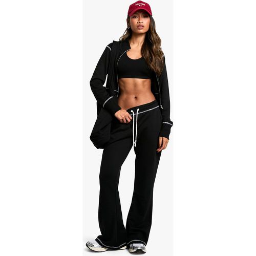 Survêtement Contrastant Avec Sweat Zippé Et Jogging Flare - S - boohoo - Modalova