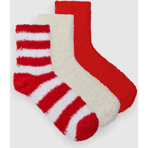 Lot De 3 Paires De Chaussettes À Rayures Et Blanches - One Size - boohoo - Modalova