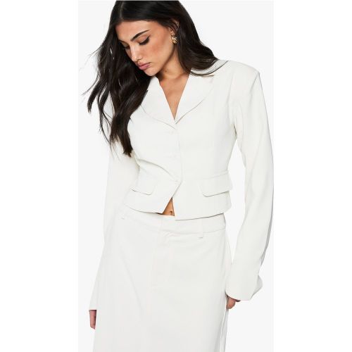 Blazer Habillé Cintré Tissé - Blanc Écru - 36, Blanc Écru - boohoo - Modalova