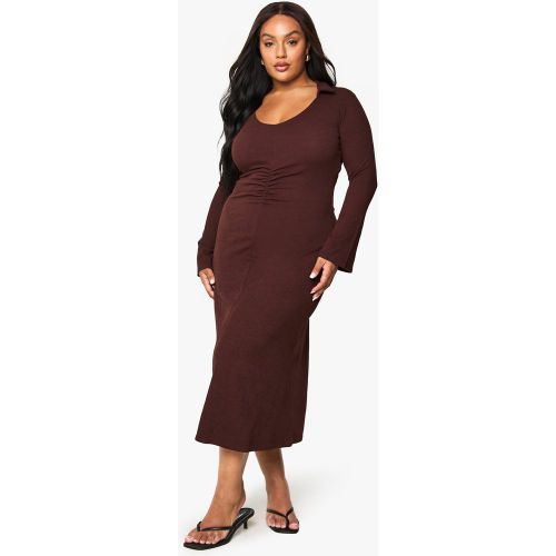 Grande Taille - Robe Mi-Longue Froncée - 52 - boohoo - Modalova