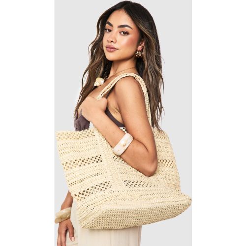 Tote Bag De Plage En Raphia - One Size - boohoo - Modalova