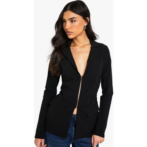 Blazer À Agrafes Et Carreaux - 36 - boohoo - Modalova