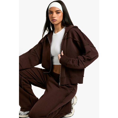 Sweat À Capuche Oversize Zippé À Coutures Apparentes - S - boohoo - Modalova