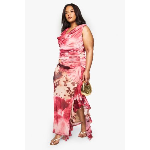 Grande Taille - Robe Longue Drapée En Mesh - 44 - boohoo - Modalova