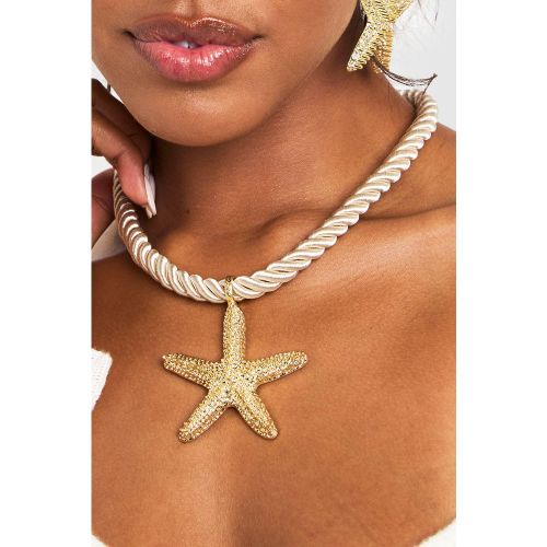 Collier En Corde Texturée À Imprimé Étoile - One Size - boohoo - Modalova