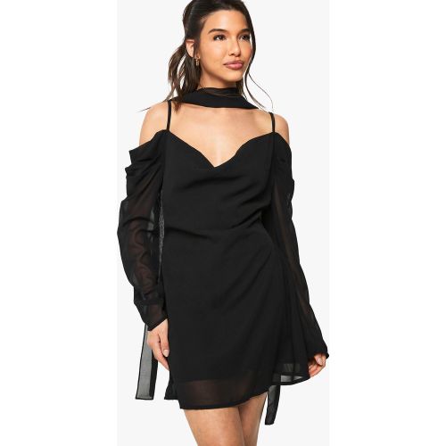 Robe Courte En Mousseline De Soie À Épaules Dénudées - 36 - boohoo - Modalova