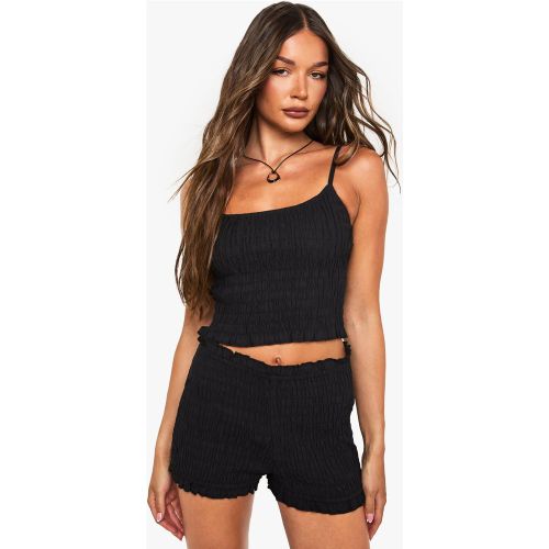 Crop Top Froncé En Coton - 34 - boohoo - Modalova