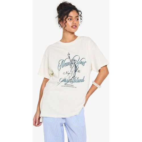 T-Shirt Oversize À Imprimé New York Liberty - Blanc Écru - S, Blanc Écru - boohoo - Modalova