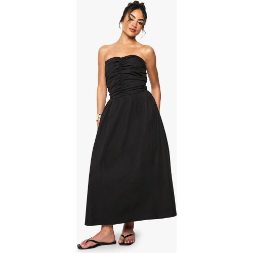 Robe Mi-Longue Froncée En Coton - 38 - boohoo - Modalova