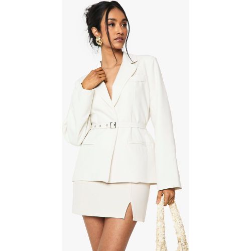 Blazer Oversize À Ceinture - Blanc Écru - 34, Blanc Écru - boohoo - Modalova