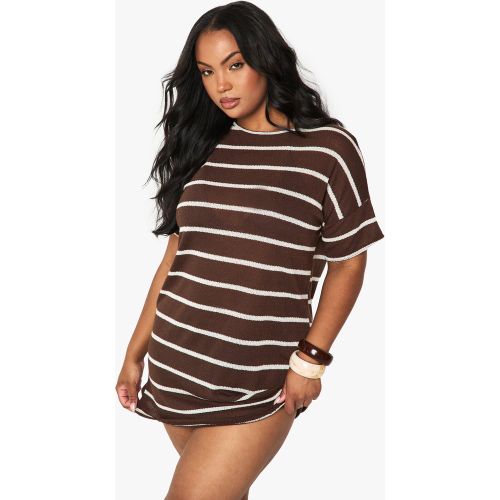 Grande Taille - Robe T-Shirt Rayée Oversize - 44 - boohoo - Modalova