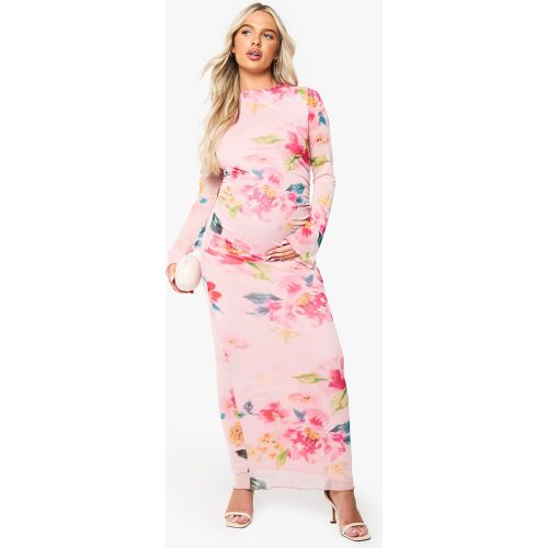 Maternité - Robe De Grossesse Longue Fleurie En Mesh - 36 - boohoo - Modalova