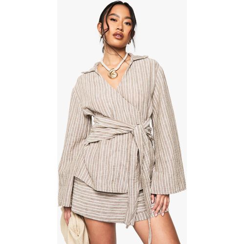 Blouse Cache-Cœur À Rayures - 34 - boohoo - Modalova