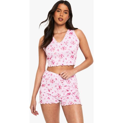 Ensemble De Pyjama Fleuri À Détails En Dentelle - 34 - boohoo - Modalova
