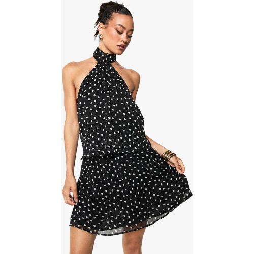Tall" - Robe Courte À Pois En Mousseline De Soie - 36 - boohoo - Modalova