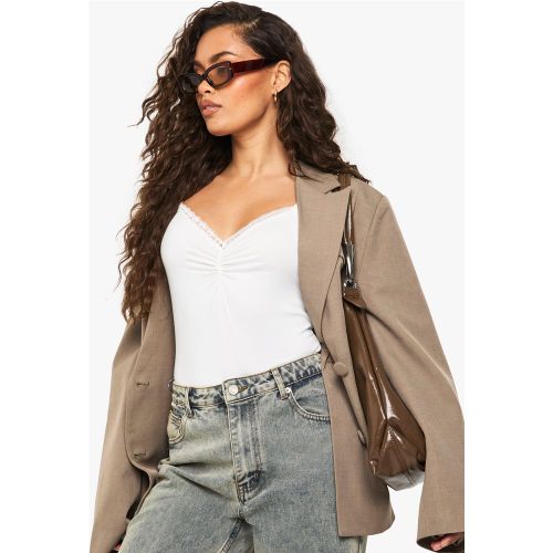 Body Froncé À Détails En Dentelle - 34 - boohoo - Modalova