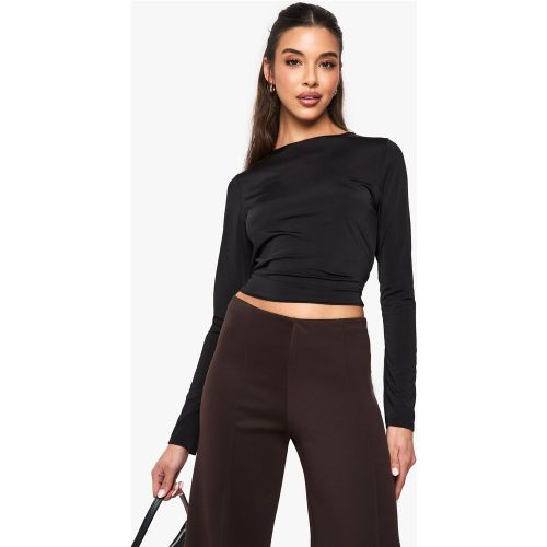 Crop Top Soyeux À Manches Longues - 34 - boohoo - Modalova