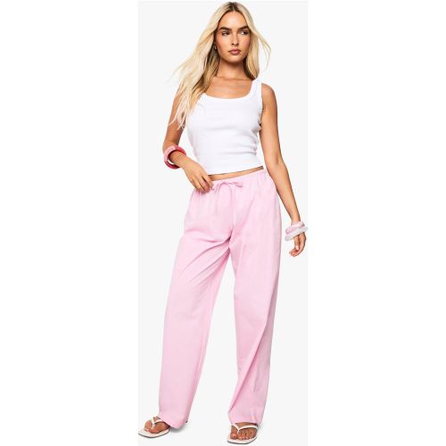 Cotton Poplin Wide Leg Trousers - 34 - boohoo - Modalova