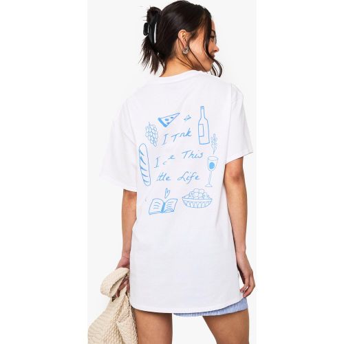 T-Shirt Oversize À Imprimé Je Pense Que J'Aime - S - boohoo - Modalova