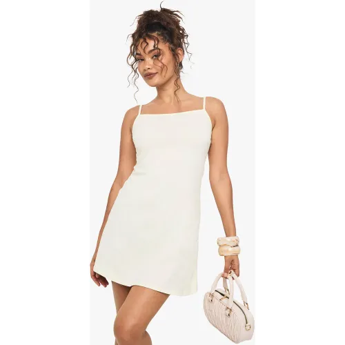Robe Courte Trapèze À Bretelles En Coton - 36 - boohoo - Modalova