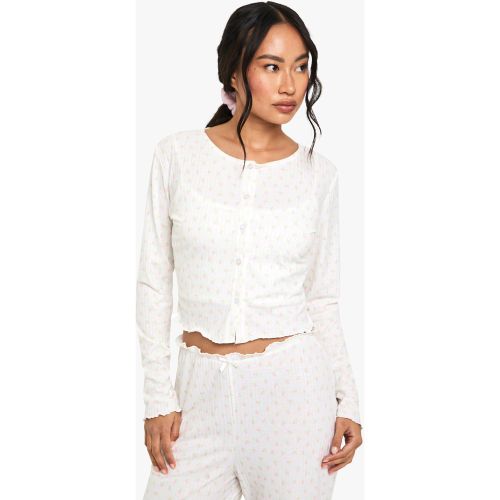 Top De Pyjama Fleuri En Maille Côtelée Recyclée - 34 - boohoo - Modalova