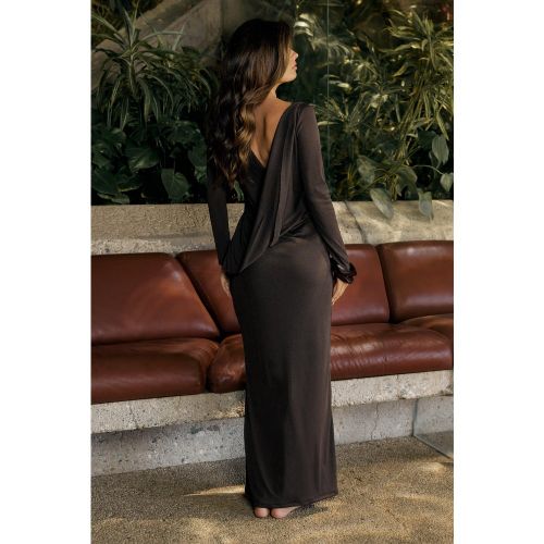 Robe Longue Drapée À Manches Longues - 36 - boohoo - Modalova