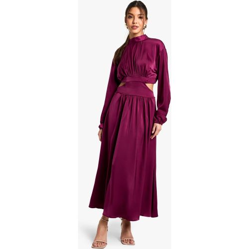 Robe Mi-Longue Satinée À Col Montant - 36 - boohoo - Modalova