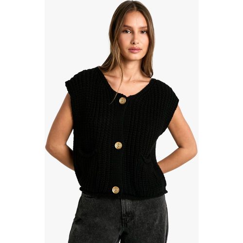 Pull Oversize En Maille Épaisse À Bouton Contrastant - S/M - boohoo - Modalova