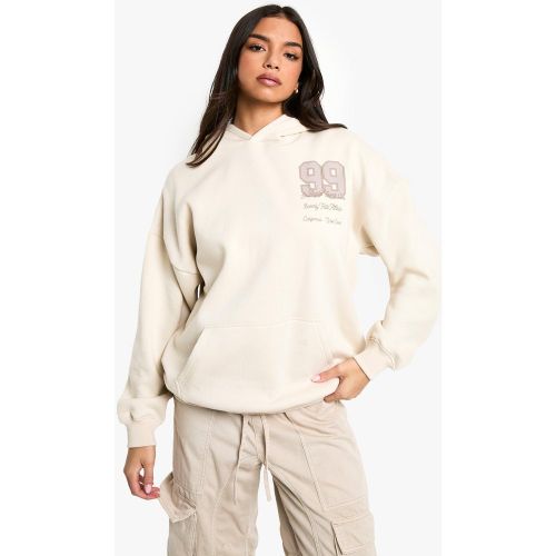 Sweat À Capuche Oversize À Slogan 99 - Blanc Écru - S, Blanc Écru - boohoo - Modalova
