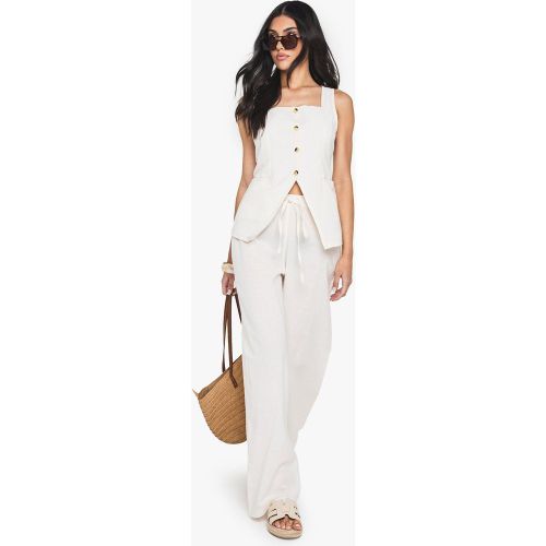 Ensemble À Col Carré Sans Manches Et Pantalon Large Habillé - Blanc Écru - 34, Blanc Écru - boohoo - Modalova