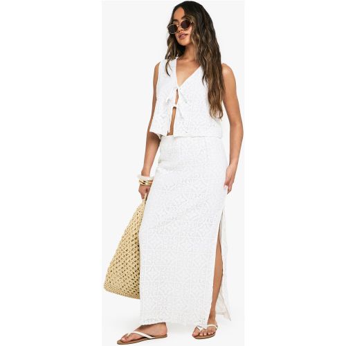 Jupe Longue En Crochet À Fente - 34 - boohoo - Modalova
