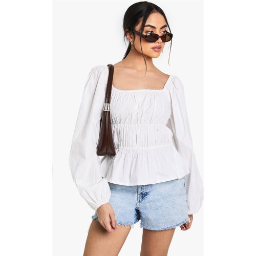 Blouse Froncée En Coton - 38 - boohoo - Modalova