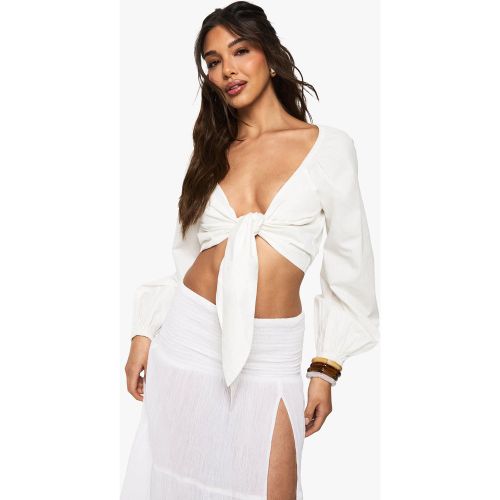 Crop Top Long En Coton À Attaches - 34 - boohoo - Modalova