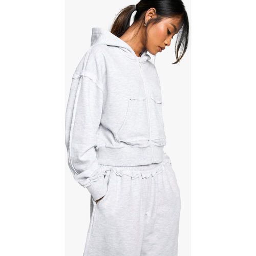 Sweat À Capuche Court Zippé En Jersey - S - boohoo - Modalova