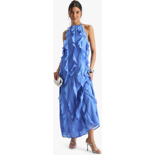 Robe Longue En Mousseline De Soie À Dos Nu Et Volants - 36 - boohoo - Modalova