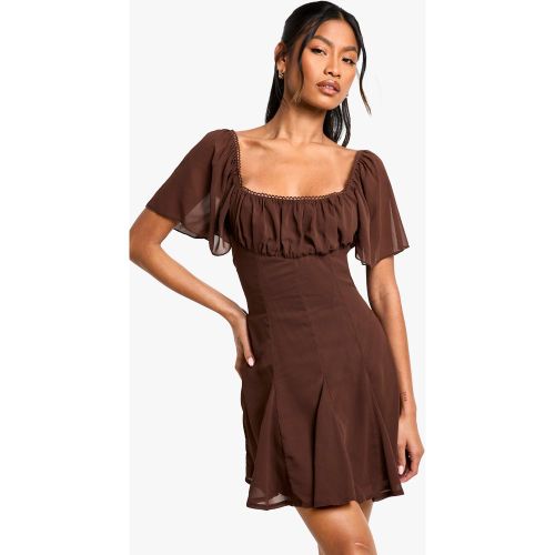 Robe Champêtre Courte En Mousseline De Soie - 36 - boohoo - Modalova