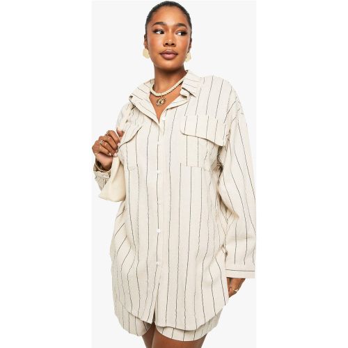 Grande Taille - Chemise Rayée Oversize - 44 - boohoo - Modalova