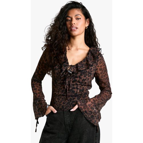 Blouse En Mousseline De Soie À Imprimé Léopard - 38 - boohoo - Modalova