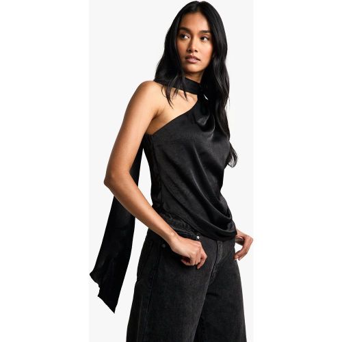 Top Asymétrique Satiné À Attaches - 34 - boohoo - Modalova