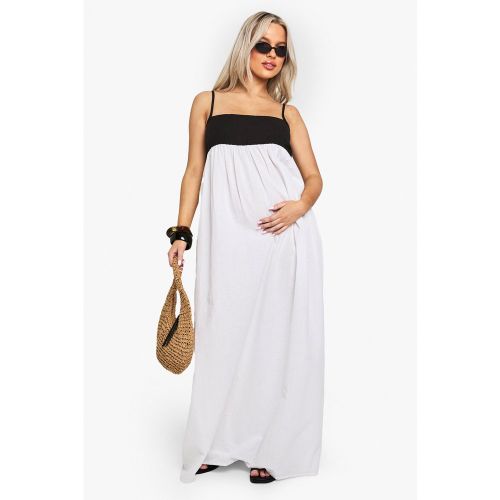 Maternity Contrast Linen Smock Maxi Dress - 36 - boohoo - Modalova