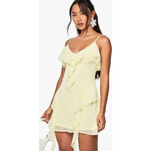 Robe Courte En Mousseline De Soie À Volants - 36 - boohoo - Modalova