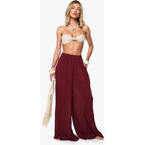 Pantalon De Plage Plissé - M - boohoo - Modalova