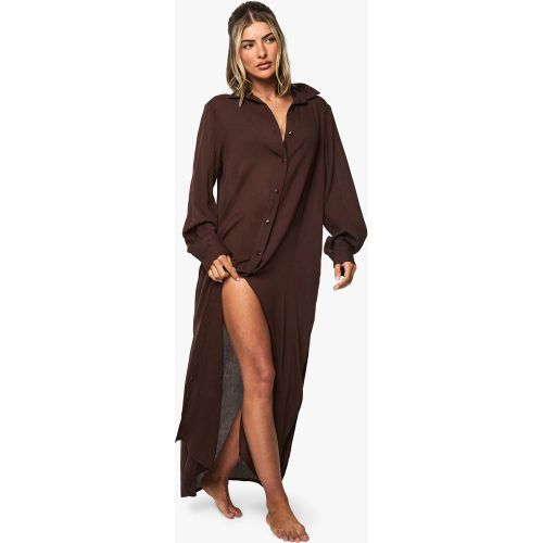 Chemise De Plage Longue En Coton - S - boohoo - Modalova