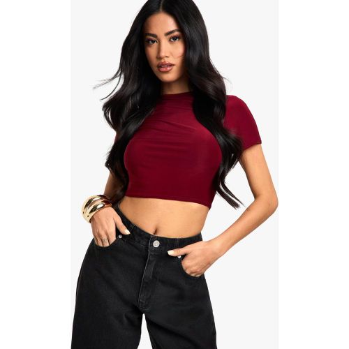 Crop Top Soyeux À Manches Courtes - 34 - boohoo - Modalova