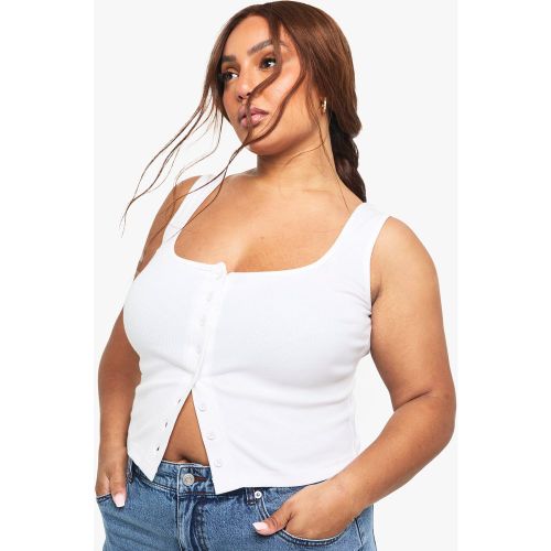 Grande Taille - Top Côtelé À Col Carré - 44 - boohoo - Modalova