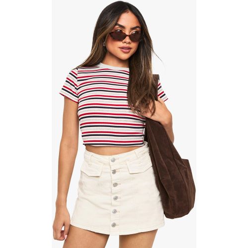 Jupe-Short Boutonnée En Jean - Blanc Écru - 34, Blanc Écru - boohoo - Modalova