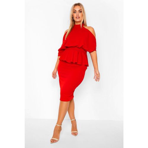 Grande Taille - Robe Mi-Longue Péplum À Épaules Dénudées - 46 - boohoo - Modalova
