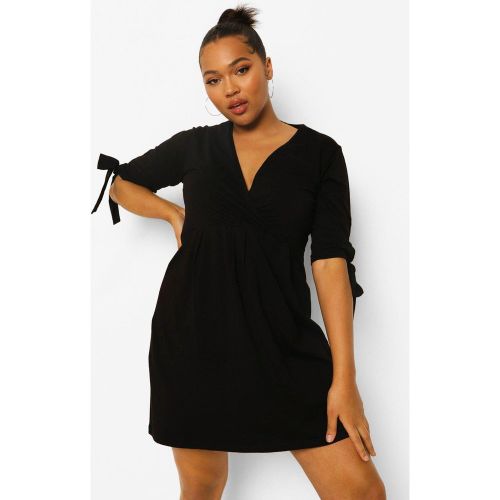Grande Taille - Robe Patineuse Nouée Cache-Coeur - 46 - boohoo - Modalova