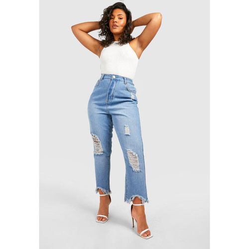 Grande Taille - Jean Mom Taille Haute À Déchirures - boohoo - Modalova