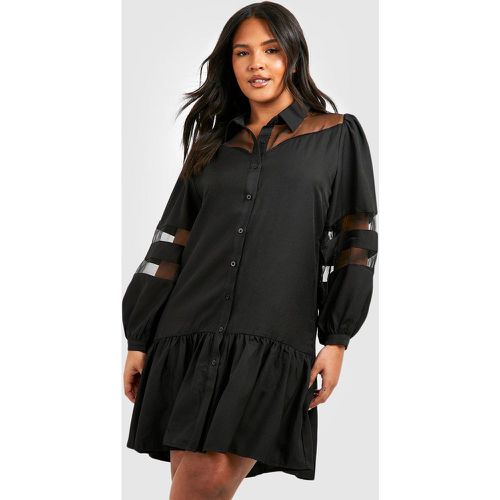 Grande Taille - Robe Chemise Contrastée Avec Organza - 52 - boohoo - Modalova